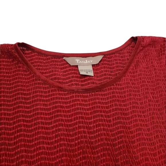 Tanjay Crew/Round  neckline Stretchy Short Sleeve Blouse - Picture 5 of 8